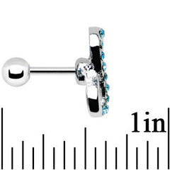 16G 1/4 Aqua Gem Silver Tone Infinity Symbol Tragus Cartilage Earring