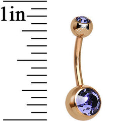 Tanzanite Purple CZ Rose Gold Plated Belly Ring