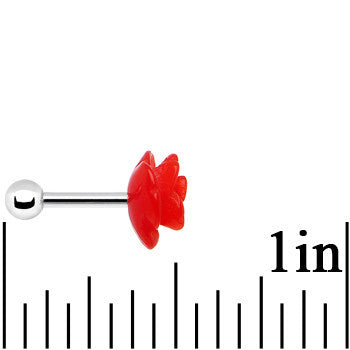 16G 1/4 Red Acrylic Rose Flower Tragus Cartilage Earring