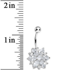 Crystalline Gem Sunburst Flower Belly Ring