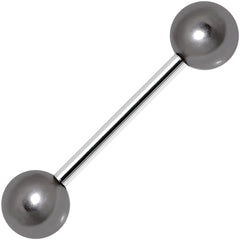 Grey Faux Pearl Acrylic Barbell Tongue Ring