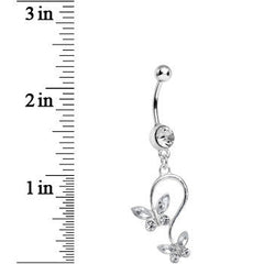 Clear Gem Love Butterfly Dangle Belly Ring