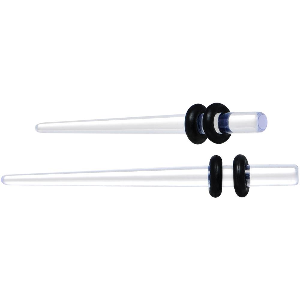 14G to 00G 18 Piece Set Ear Stretching Kit in Clear Acrylic