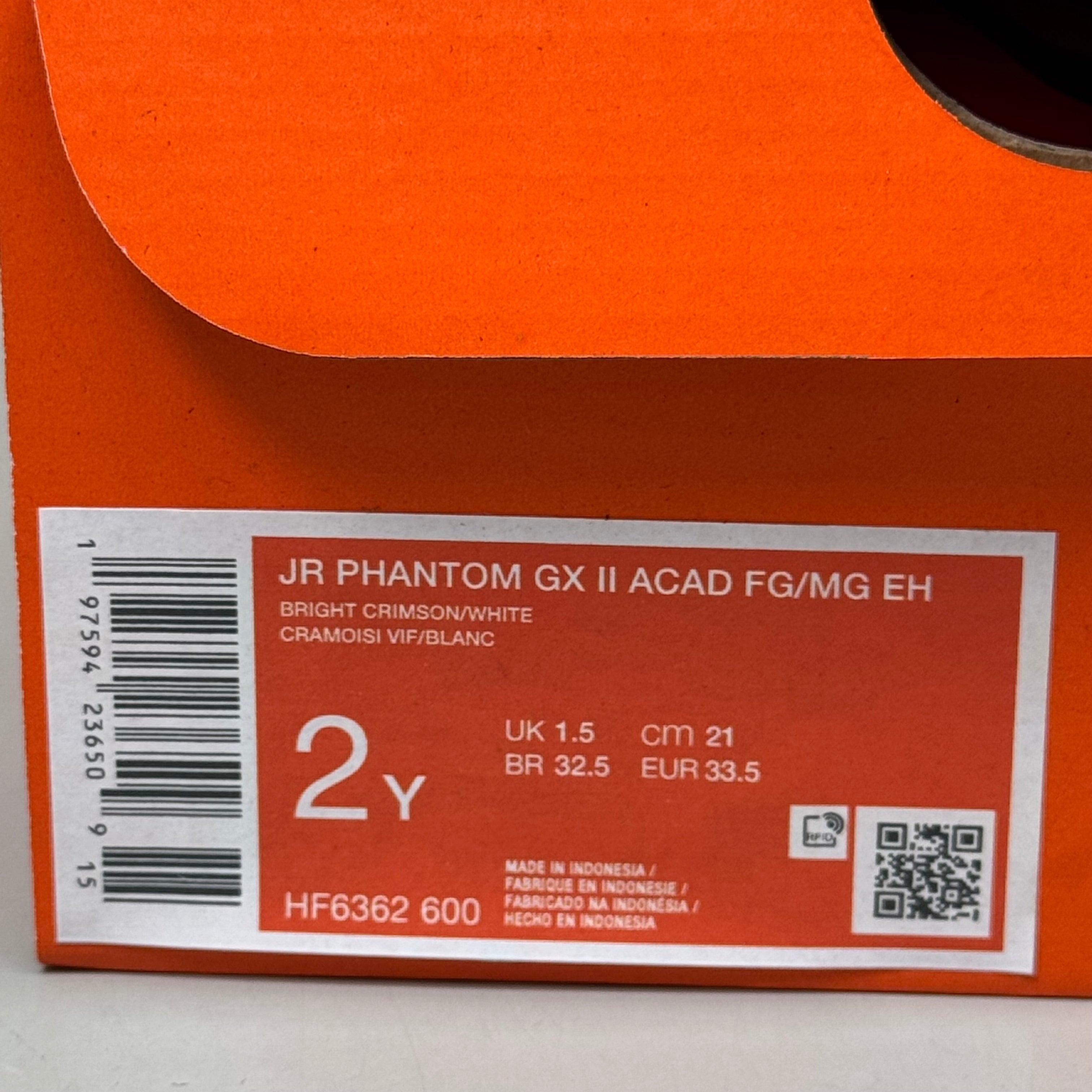 NIKE Kids Shoes Cleat Phantom GX II Academy X Haaland FG/MG Sz 2y Bright Crimson As-is