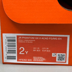 NIKE Kids Shoes Cleat Phantom GX II Academy X Haaland FG/MG Sz 2y Bright Crimson As-is