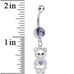 Purple Gem Loving Girly Teddy Bear Dangle Belly Ring