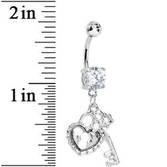 Clear Gem Key to Unlock My Heart Dangle Belly Ring
