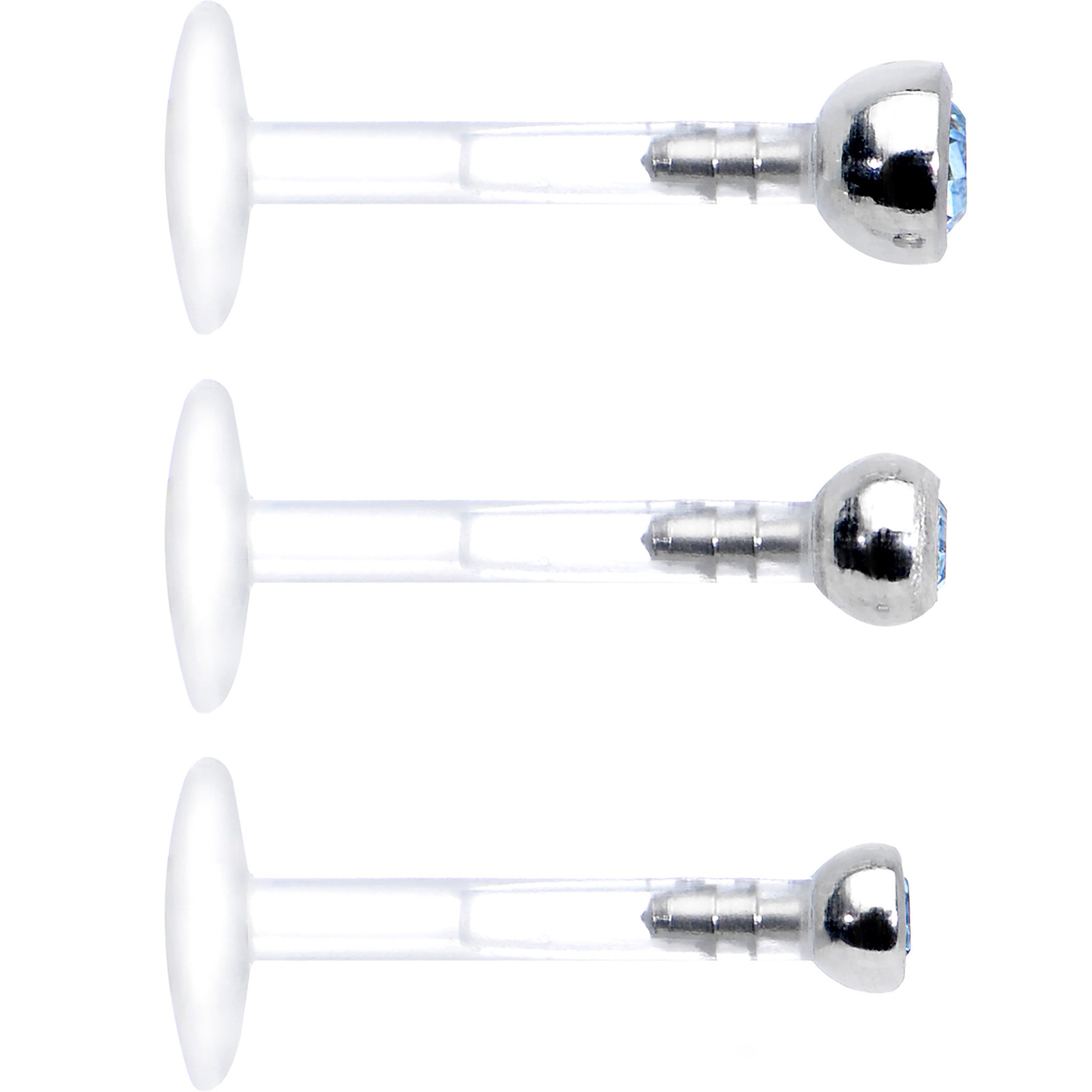 16G 5/16 Aqua Gem Bioplast Triple Forward Helix Barbell 3 Pack Set