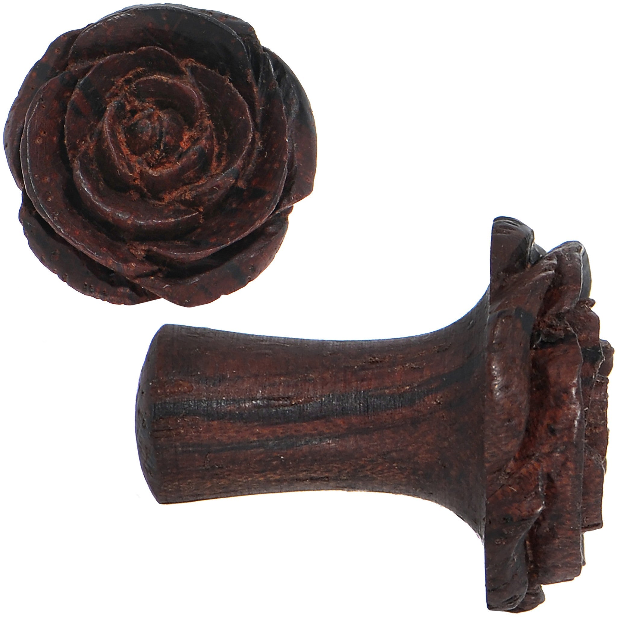 4G Organic Rengas Wood Cherry Rosebud Hand Carved Plug Set