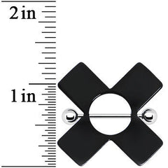 14G Black Acrylic X Nipple Shield Set