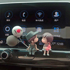 Cartoon Couple Car Decor – 4PCS Cute Resin Figurines Set