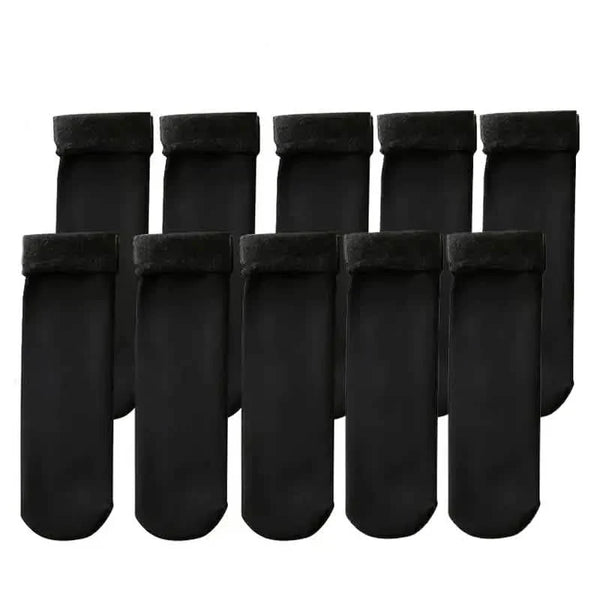 5-Pairs: Ultra-Soft Plush Lined Thermal Socks - Comfy Mid Tube Socks
