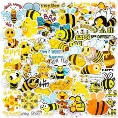 Honey Bee Vinyl Stickers – 50 Waterproof, Non-Duplicate Set