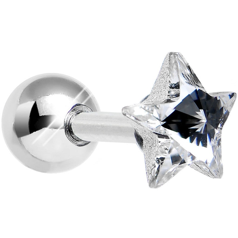 18G 1/4 Crystalline Gem Gleaming Star Tragus Cartilage Earring