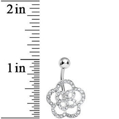 Clear Gem Hollow Buttercup Flower Belly Ring