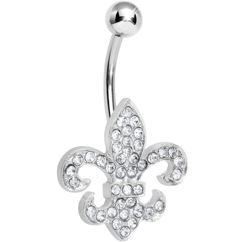 Crystalline Gem Fabulous Fleur de Lis Belly Ring