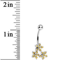 Topaz Yellow Gem Trio of Flowers Belly Ring