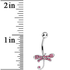 Pink Gem Lazy Dragonfly Belly Ring