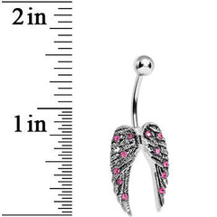 Pink Gem Magnificent Angel Wings Belly Ring