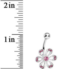 Pink Gem Sparkling Spring Flower Belly Ring