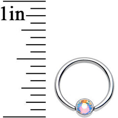 16G 3/8 Clear Gem Steel BCR Captive Ring 4mm Flat Disc