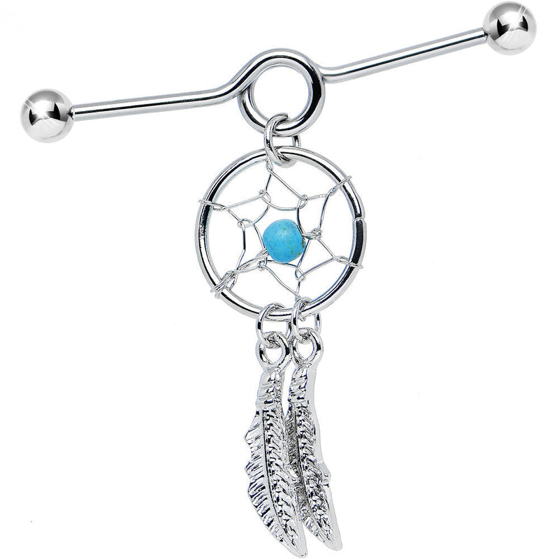 14G Faux Turquoise Southwest Dreamcatcher Dangle Project Bar 38mm