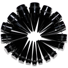 00G to 1 inch 18 Piece Black Acrylic Ear Stretching Taper Kit