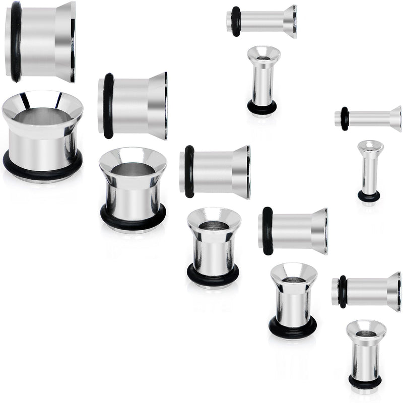 12G to 00G 14 Piece Ear Stretching Tunnel Kit Set of 2