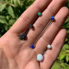 Double Black Synthetic Opal Internally Threaded Belly Ring 7/16