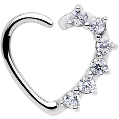 16G Clear CZ Heart Left Closure Daith Cartilage Tragus Earring