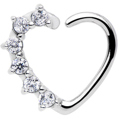 16G Clear CZ  Heart Right Closure Daith Cartilage Tragus Earring