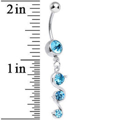 Aqua Gem Gently Curled Dangle Belly Ring