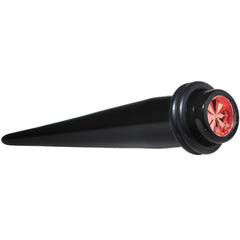 Black Acrylic Red Flashy Tire Rim Taper 2G to 20mm