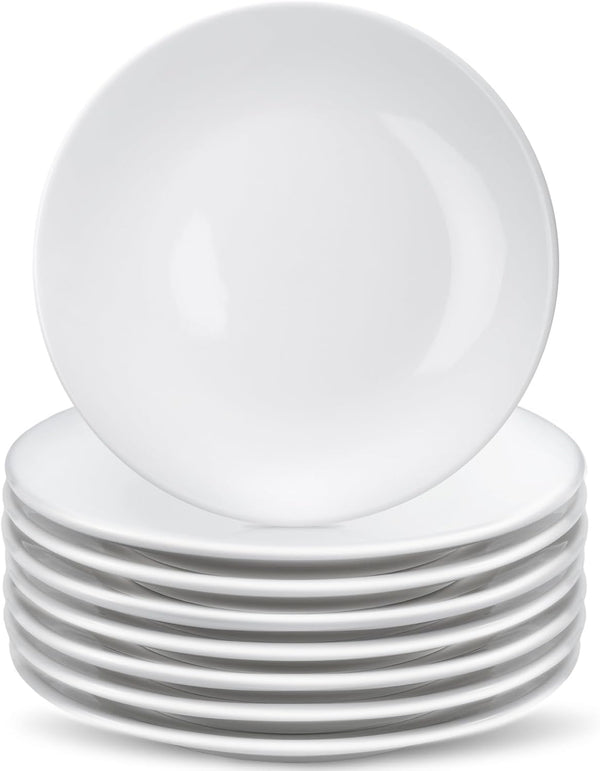8 Pcs Porcelain Dessert Plates,6 inch White Appetizer Plates,Round Small White Plates,Small Plates for Appetizers,Ceramic Dessert Plate for Cake Snacks,Microwave Oven and Dishwasher Safe