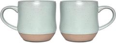 Bosmarlin Large Stoneware Speckled Coffee Mugs Set of 2, Big Tea Cup, 17 Oz, Dishwasher and Microwave Safe
