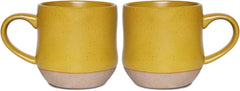 Bosmarlin Large Stoneware Speckled Coffee Mugs Set of 2, Big Tea Cup, 17 Oz, Dishwasher and Microwave Safe