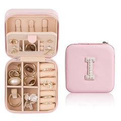 HBselect Travel Jewelry Case Jewelry Box Jewelry Organizer Initial Small Jewelry Boxes for Women Travel Jewelry Box Ring Holder Earring Holder Beach Travel Vacation Essentials