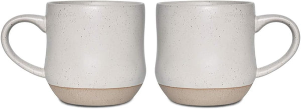 Bosmarlin Large Stoneware Speckled Coffee Mugs Set of 2, Big Ceramic Tea Cup, 17 Oz, Dishwasher and Microwave Safe (White, 2)