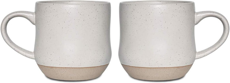 Bosmarlin Large Stoneware Speckled Coffee Mugs Set of 2, Big Ceramic Tea Cup, 17 Oz, Dishwasher and Microwave Safe (White, 2)