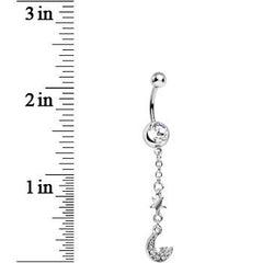 Clear Gem Magic of the Moon and Stars Dangle Belly Ring