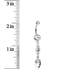 Clear Crystal Almond Frame Star of Love Dangle Belly Ring