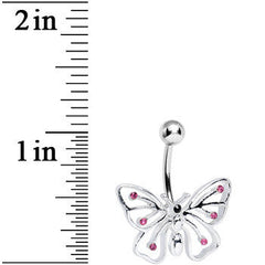 Pink Gem Summer Solstice Hollow Wing Butterfly Belly Ring