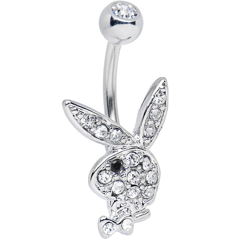 Licensed Clear Gem and Black Gem Eye Playboy Bunny Belly Ring