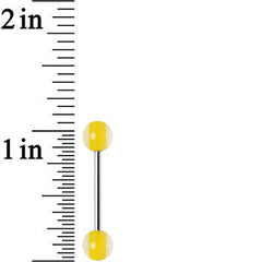 14G Acrylic Ideal Sunny Yellow Stripe Straight Barbell Tongue Ring