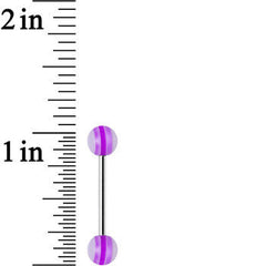 14G Acrylic Hot Pink Romance Stripe Straight Barbell Tongue Ring
