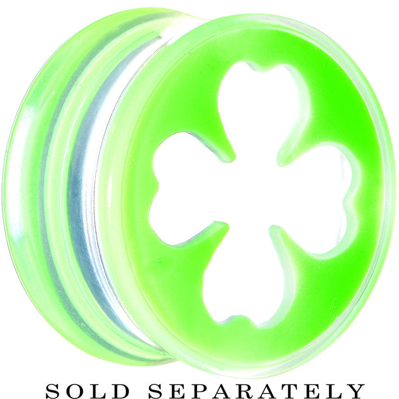 18mm Clear Green Acrylic Lucky Clover Saddle Plug