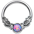 14G 1/2 Synthetic Light Purple Opal Tribal Fantasy Captive Ring