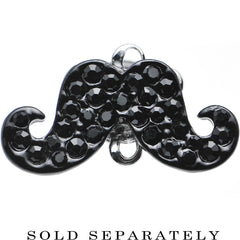2G Black Gem Paved Fancy Mustache Single Flare Steel Plug