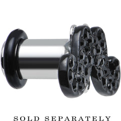 2G Black Gem Paved Fancy Mustache Single Flare Steel Plug