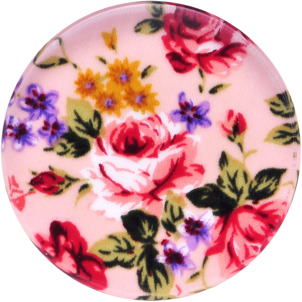 42mm Acrylic Pink Grandma's Wallpaper Flowered Saddle Plug